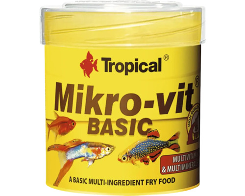 Tropical Mikro-vit BASIC flerkomponentsfoder för fiskyngel med multivitaminer och multimineraler.