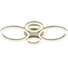 LED-taklampa med fyra ringformade element i olika storlekar.