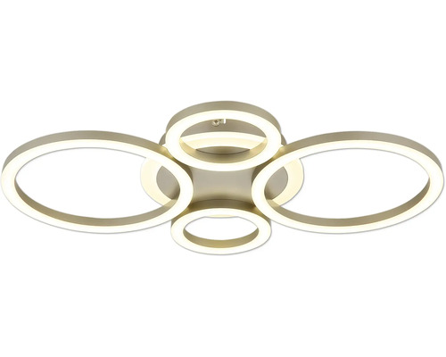 LED-taklampa med fyra ringformade element i olika storlekar.