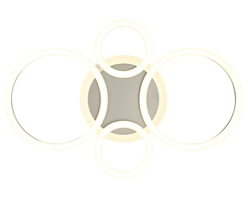 Modern LED-taklampa med fyra lysande ringar i olika storlekar och cirkulärt fäste.