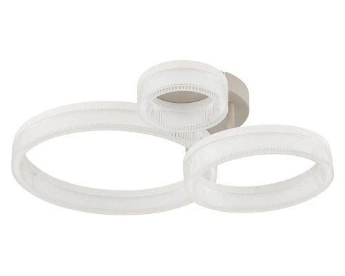 Modern LED-taklampa med tre strukturerade plastringar i olika storlekar.