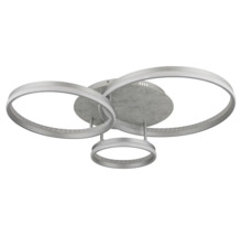 Modern LED-taklampa med tre ringformade element och en takplatta i marmorlook.
