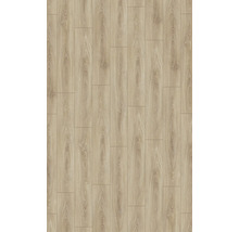 Laminatgolv med träutseende och naturlig ådring i plankformat.