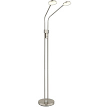 LED-golvlampa i metall med två flexibelt justerbara armar.