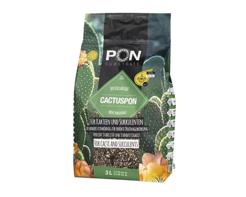 3-liters påse med Lechuza-Pon Cactuspon specialsubstrat för kaktusar och suckulenter, torvfri och finkornig.