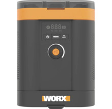 Bärbar batteridriven kompressor från WORX med digital display för lufttryck och WORX Logo.
