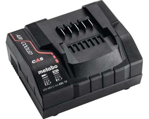 Metabo batteriladdare ASC 72 för 12 Volt till 18 Volt litiumjonbatterier, luftkyld, Cordless Alliance System.