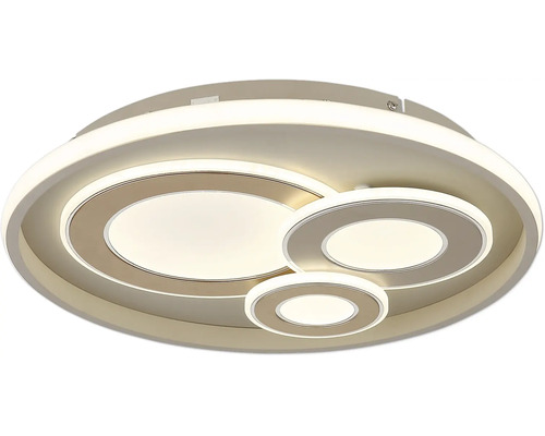 Modern LED-taklampa med tre cirkulära ljuselement i olika storlekar.