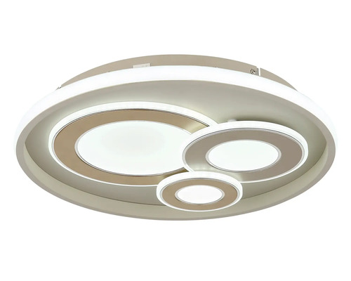 Rund LED-taklampa med tre överlappande ljusringar i olika storlekar.