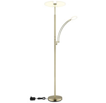 Golvlampa uplight med läsarm, metall i mässingsoptik, LED.