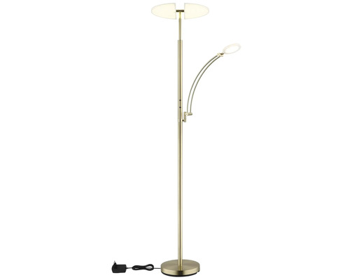 Golvlampa uplight med läsarm, metall i mässingsoptik, LED.