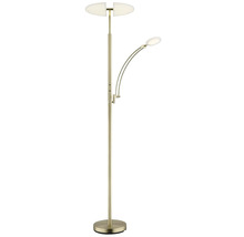 LED-golvlampa i mässing med ställbar läsarm.