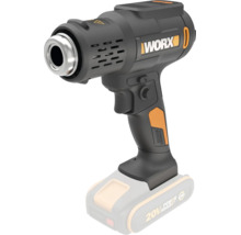 Batteridriven varmluftspistol Worx med 20 Volt PowerShare-system och ergonomiskt grepp.