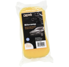 Extra stor gul bilsvamp i plastförpackning med DEPÅ Logo.