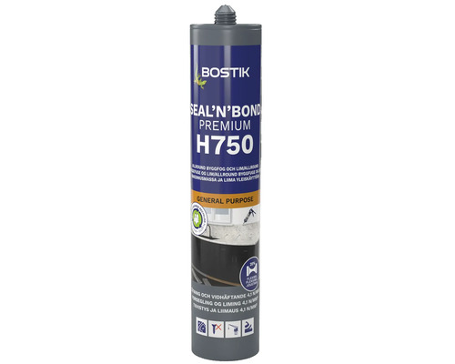 Bostik Seal and Bond Premium H750, allround byggfog och lim, flexibel hybridmassa för tätning och vidhäftning.