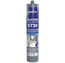 Bostik silikon S730 för glas och våtrum, mögelresistent, i patron.