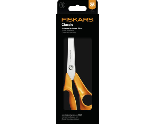 Fiskars Classic universalsax, 21 centimeter, i originalförpackning med 25 års garanti.