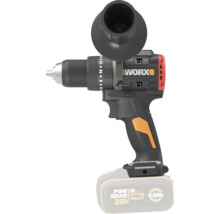 Batteridriven slagborrmaskin från Worx med extra handtag och 20 Volt batteri.