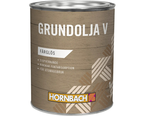 Färglös grundolja för trä utomhus, Hornbach Grundolja V, 1 liter.