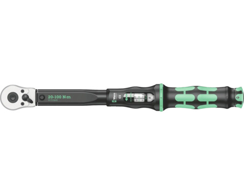 Wera Click-Torque C 2 momentnyckel med omkopplingsbart spärrskaft, inställningsområde 20 till 100 Newtonmeter.