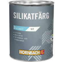 Hornbach Silikatfärg, 1 liters burk, helmatt, vit, för inomhus- och utomhusbruk.