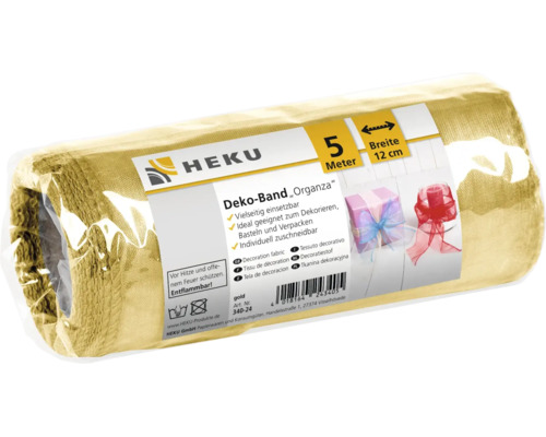 HEKU organzaband på rulle, 5 meter långt, 12 centimeter brett, perfekt för dekoration, pyssel och inslagning.