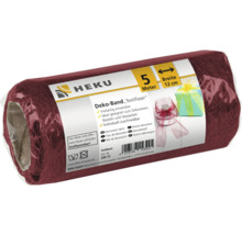 Heku dekorationsband textilfiber i bordeaux, 5 meter långt och 12 centimeter brett, perfekt för pyssel, dekoration och inslagning.
