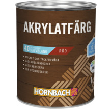 Hornbach Akrylatfärg för utomhusbruk, röd, 1 liter, glansgrad 40 halvblank, vattenbaserad och väderbeständig.