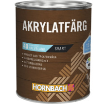 Hornbach akrylatfärg för utomhusbruk, svart, halvblank, vattenbaserad, 1 liter, Hornbach Logo.