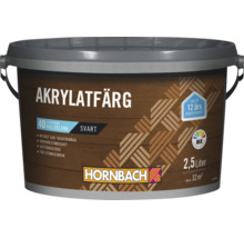 Hornbach Akrylatfärg, svart, glansgrad 40 halvblank, 2,5 liter, för cirka 32 kvadratmeter, vattenbaserad, 12 års skydd, Hornbach Logo.