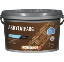 Hornbach Akrylatfärg, svart, 5 liter, halvblank, glansgrad 40, vattenbaserad utomhusfärg, 12 års långtidsskydd, Hornbach Logo.