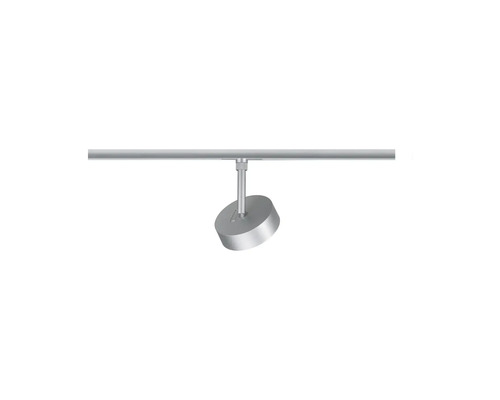 Spotlight för skensystem i metall med silverfinish.