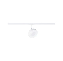 Vit LED-spotlight för skensystem, rund design.