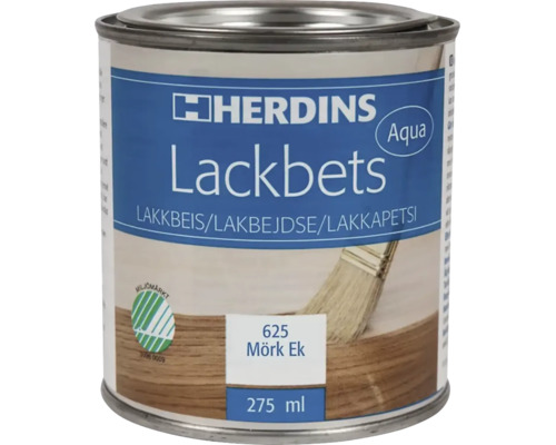 Herdings Lackbets Aqua, mörk ek 625, 275 milliliter, vattenbaserad, miljömärkt.