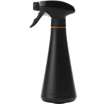 Fiskars handspruta i svart plast med konisk kropp och justerbart spraymunstycke.