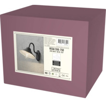 Förpackning för utomhusvägglampa Konstsmide Vega 556-750 i aluminium med E27-sockel.