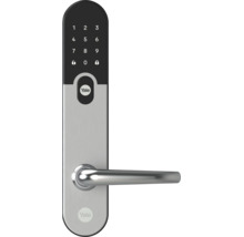Yale smart dörrlås med sifferpanel och dörrhandtag.