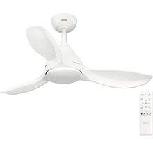 Vit OSRAM takfläkt med integrerad belysning och fjärrkontroll, tre aerodynamiska blad.