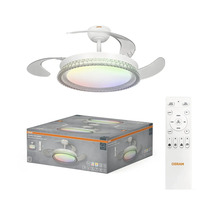 Osram takfläkt Cierzo med LED-belysning, RGB-färgväxling, dimbar, infällbara blad, inklusive fjärrkontroll och förpackning.
