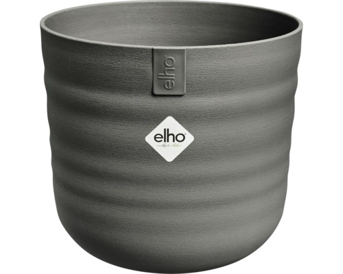 Rund elho blomkruka med strukturerad, räfflad yta och elho Logo.