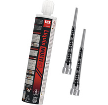 Injektionsbruk TOX Liquix Multi V1 vinylester 300 milliliter inklusive två blandningsrör. Brandbeständig. TOX Logo.