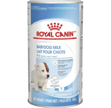 Royal Canin Babydog Milk, mjölkersättning för valpar från noll till två månader, 400 gram burk med Royal Canin Logo.