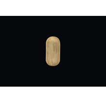 Oval möbelknopp av trä med ådring.