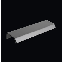 Modernt möbelhandtag, kantprofil av metall, matt yta, linjär design för skåp och lådor.