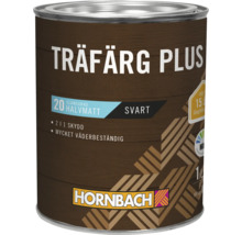 En burk Hornbach Träfärg Plus träfärg, en väderbeständig trälasyr för utomhusbruk.