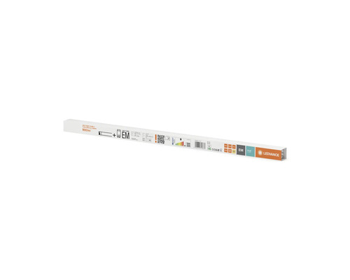 Förpackning för ett Ledvance LED-lysrör T8 EM med produktinformation och Ledvance Logo.