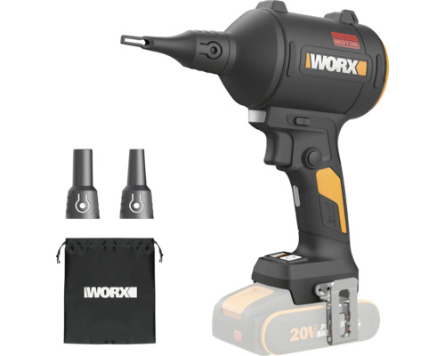WORX batteridriven blåsmaskin med borstlös motor, inklusive munstycken och förvaringsväska, för 20 volts batterisystem
