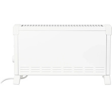 Vit konvektor med fötter och ventilationsöppningar upptill och nedtill.
