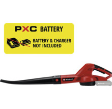 Röd Einhell batteridriven lövblås, levereras utan batteri och laddare.