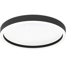 Platt rund LED-taklampa i svart och vitt.